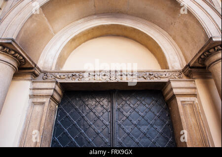 Old classic architecture of steel door with arch Stock Photo