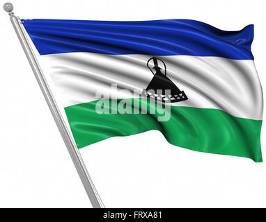 Flag of Lesotho , This is a computer generated and 3d rendered image. Stock Photo