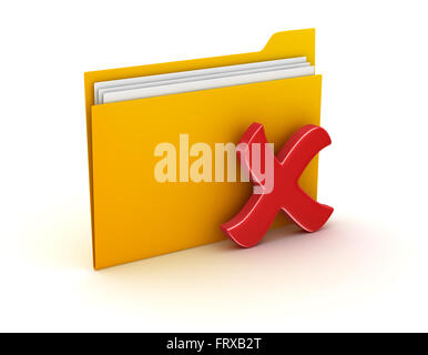 Folder and Delete Sign , This is a computer generated and 3d rendered picture. Stock Photo