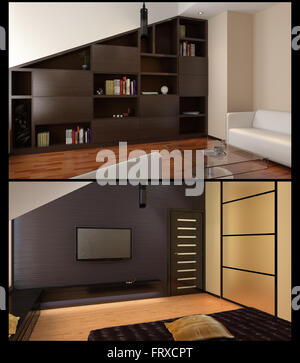 render of apartment living room Stock Photo