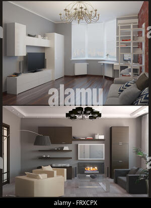 render of apartment living room Stock Photo