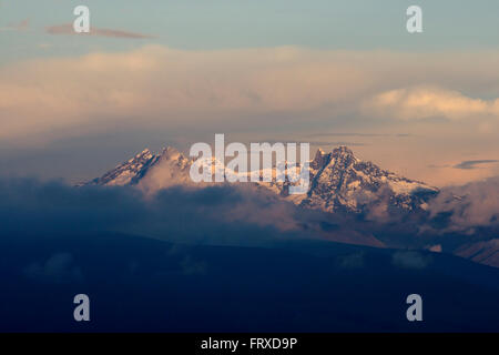 El Altar volcano at sunset seen from Chimborazo National Park, Ecuador Stock Photo