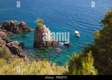 La Grotta Bay, near Paleokastritsa, Corfu island, Ionian islands, Greece Stock Photo