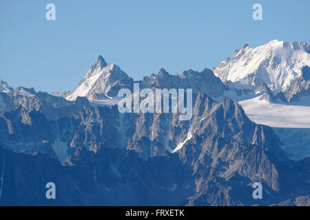 Tour Noir and Aiguille d'Argentiniere (Mont Blanc Massif) seen from Demecre near Martigny, Switzerland Stock Photo