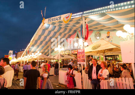 Gaeubodenvolksfest festival in the evening, Straubing, Danube, Bavarian Forest, Bavaria, Germany Stock Photo