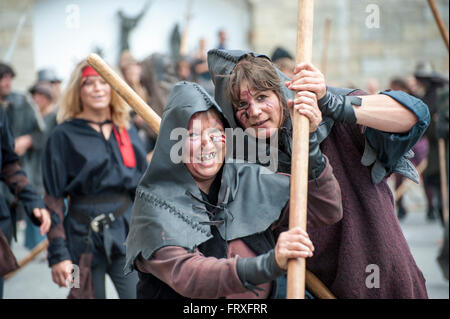 Historical parade, Further Drachenstich, dragon museum, Furth im Wald, Bavarian Forest, Bavaria, Germany Stock Photo