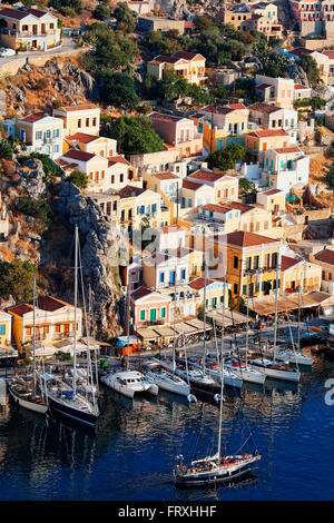 Gialos harbour, Symi Town, Symi, Dodecanese, South Aegean, Greece Stock Photo