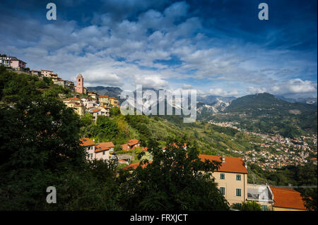 Fontia with marble quarries in the background, Carrara, province of Massa and Carrara, Tuscany, Italy Stock Photo