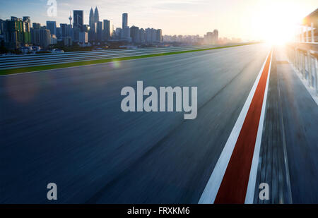Motion blurred racetrack,cold mood Stock Photo