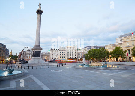 Empty Trafalgar square, early morning in London