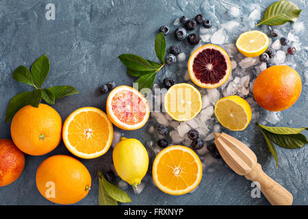 Making citrus smoothies and drinks Stock Photo
