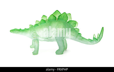 side view green stegosaurus toy on a white background Stock Photo