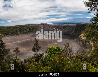 View of Kilauea Iki crater in Volcanoes National Park, Big Island, Hawaii, United States Stock Photo