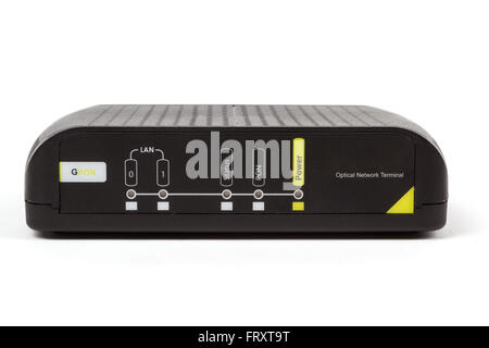 Passive Optical network, ONT end user optical network terminal Stock Photo