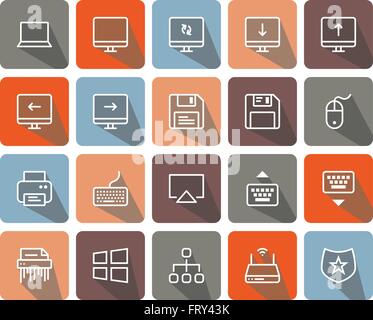 Computer icons set. Web sign kit of electronics. Gadget pictogram ...