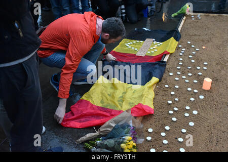 London UK. 24th March 2016 Brussels Attacks: Vigil held in Trafalgar ...