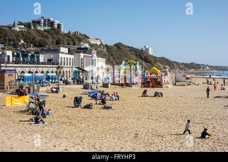 East Beach sands and cliffs at Bournemouth, Dorset, England, UK Stock Photo