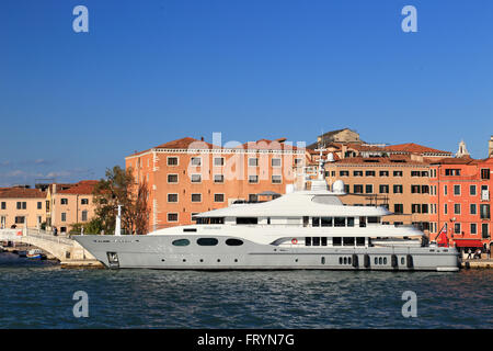 Bernard Arnault's luxury yacht Symphony moored in the gulf of St Tropez,  Southern France, August 2, 2017. She is a 101 meter luxury yacht, built as  Project 808 at the Royal Van