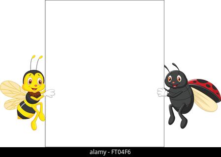 Insect cartoon holding blank sign Stock Vector