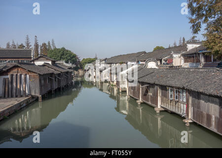 canal and houses in Wuzhen ancient town Stock Photo