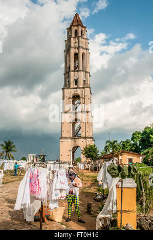 Valley de los Ingenios or Valley of the Sugar Mills, Cuba. Slave watchtower tower at Manaca Iznaga plantation Stock Photo