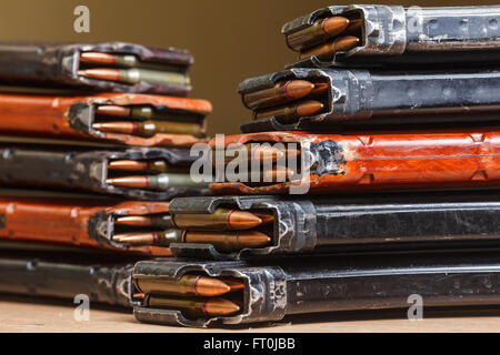 ammo for machine guns with loaded magazines Stock Photo
