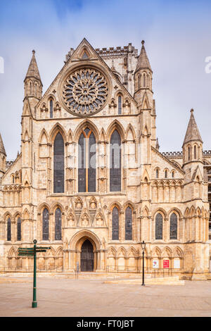 South facade of York Minster, the cathedral church of the Diocese of York, North Yorkshire, England, Stock Photo