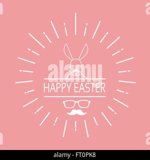 Easter Holiday Rabbit Bunny Hipster Style Mustache Glasses Stock Vector