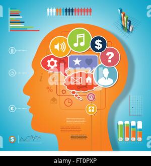 Brain idea infographic media design Stock Vector