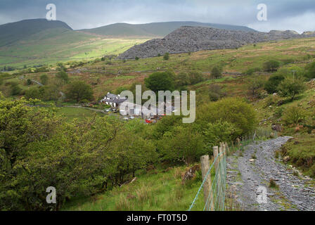 A hill farm on the western slopes of Snowdon in Snowdonia,near Llanberis,North Wales,UK.a mountains farms hills landscapes Stock Photo