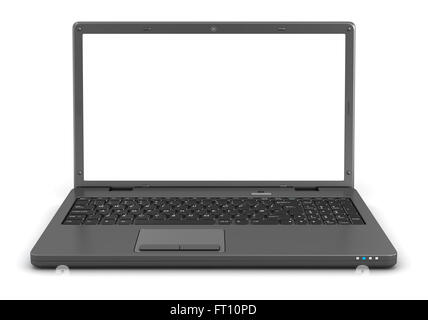 Black Laptop. Empty Screen. Stock Photo