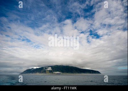 View to Tristan da Cunha island, British Overseas Territory Saint Helena, Ascension and Tristan da Cunha Stock Photo