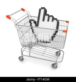 Hand Cursor in Shopping Cart Stock Photo