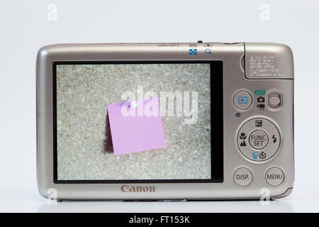 The back of a digital camera with a picture of nothing, empty space in ...