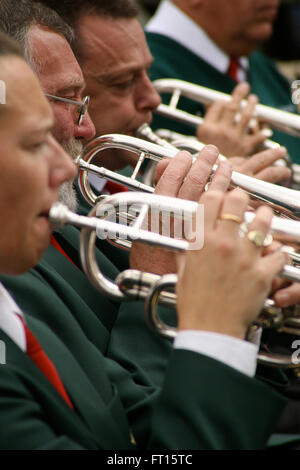 trumpeters in brass band Stock Photo