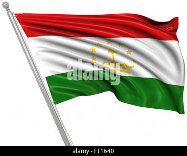 Flag of Tajikistan , This is a computer generated and 3d rendered image. Stock Photo