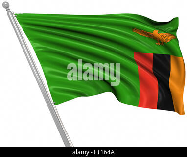 Flag of Zambia , This is a computer generated and 3d rendered image. Stock Photo