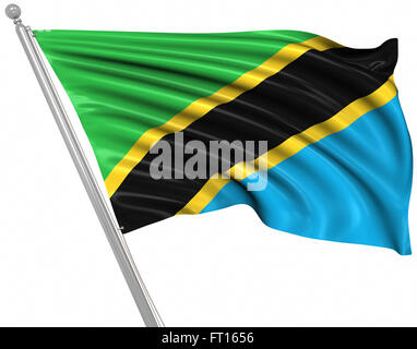 Flag of Tanzania , This is a computer generated and 3d rendered image. Stock Photo