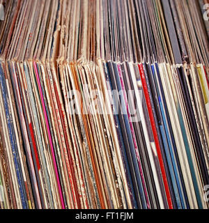 Stack of old vinyl records Stock Photo