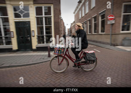 's-Hertogenbosch, North Brabant, Netherlands. Cyclists. March 2016Cyclists in 's-Hertogenbosch, also known as Den Bosch Stock Photo