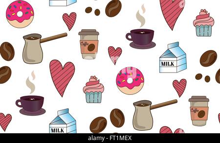 coffee icon sign. Seamless pattern on a gray background. Vector ...