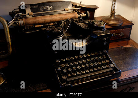 Antique Royal typewriter on a desk Stock Photo