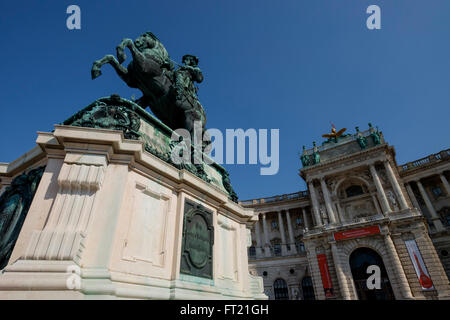 Equestrian statue of Emperor Joseph II in front of the Austrian National Library in Josefsplatz, Vienna, Austria Stock Photo