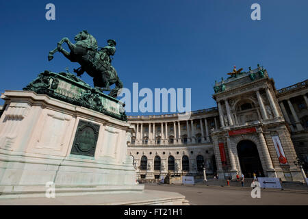 Equestrian statue of Emperor Joseph II in front of the Austrian National Library in Josefsplatz, Vienna, Austria Stock Photo