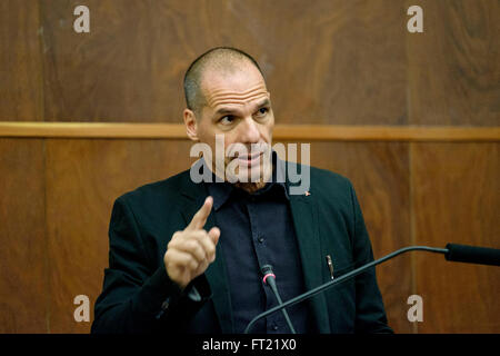 Former Finance Minister of Greece Yanis Varoufakis giving a speech Stock Photo