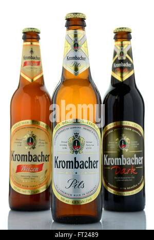 Variety Of Krombacher Beer Isolated On White Background. Krombacher ...