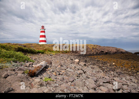 Historical Western Light is the 3rd oldest lighthouse in Nova Scotia and still operational today through a fully automated syste Stock Photo