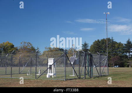 Anemometer for measuring the speed of the wind, weather station at botanical gardens,Timaru,Canterbury,South Island, New Zealand Stock Photo