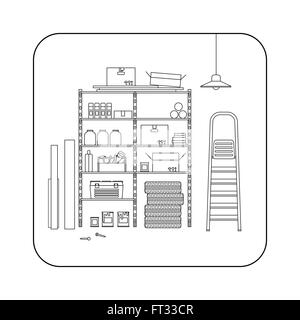 Storeroom line interior. Stock Vector