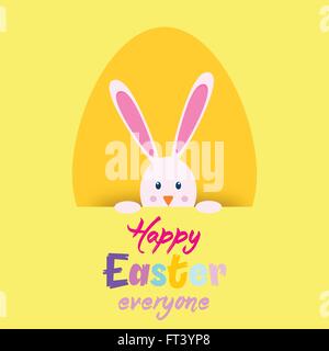 Happy easter Bunny Card. Greeting card with with pink Easter rabbit Easter Bunny. Stock Vector